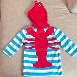 Mini Boden Lobster towelling throw on, beach cover-up, size 3-4